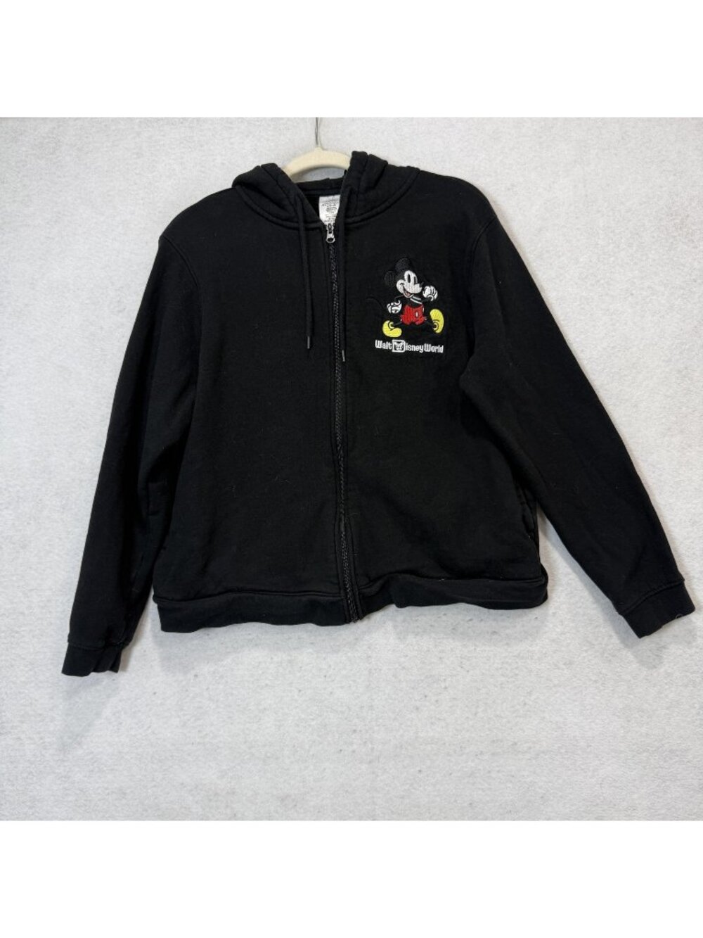 Disney Hoodie Mens XL Black Mickey Mouse Walt Disney World Full Zip Fleece